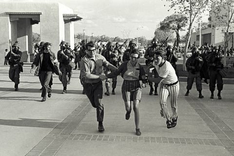 following the may 4, 1970 shooting of students at kent state university students at unm took over the student union building after several days of the occupation the national guard were called upon to clear the students from the building photo by steven clevengercorbis via getty images