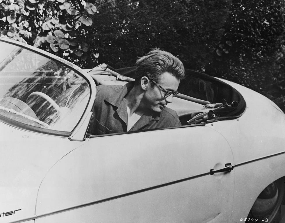 James Dean Seated in his Roadster