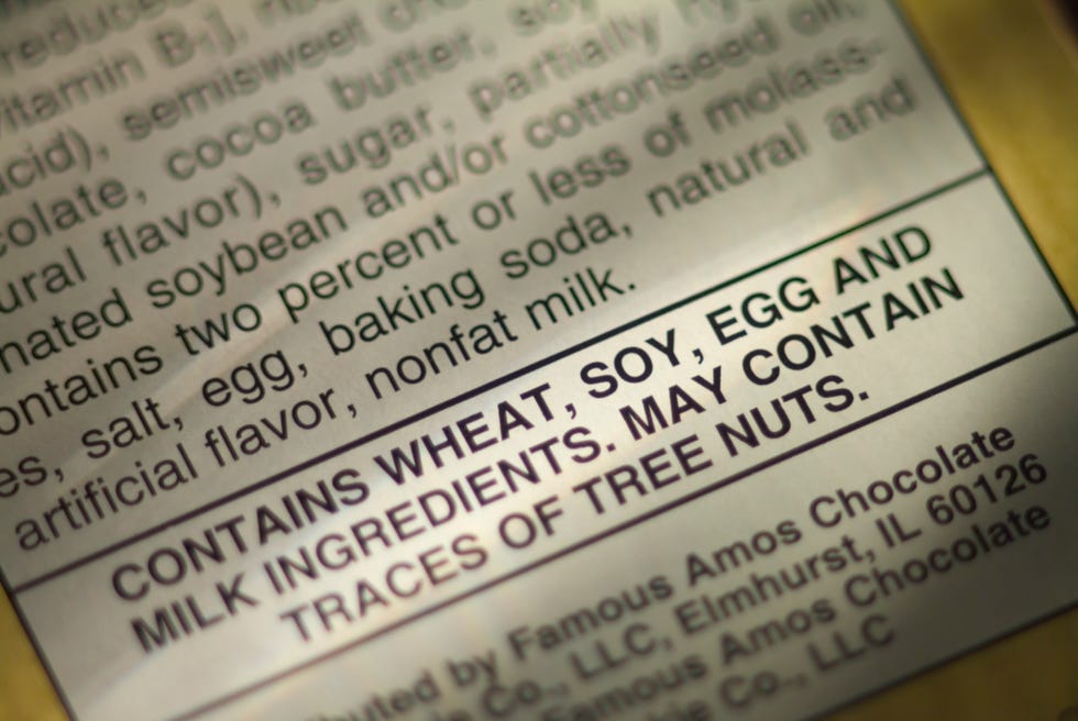 Food Allergy Warning Label on Package of Cookies