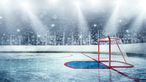 sky, winter, sport venue, hockey, team sport, snow, net, goal, ice rink, stick and ball games,