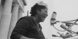 Mahalia Jackson singing at the Lincoln Memorial during 'Prayer Pilgrimage for Freedom' in Washington, D.C. in 1957