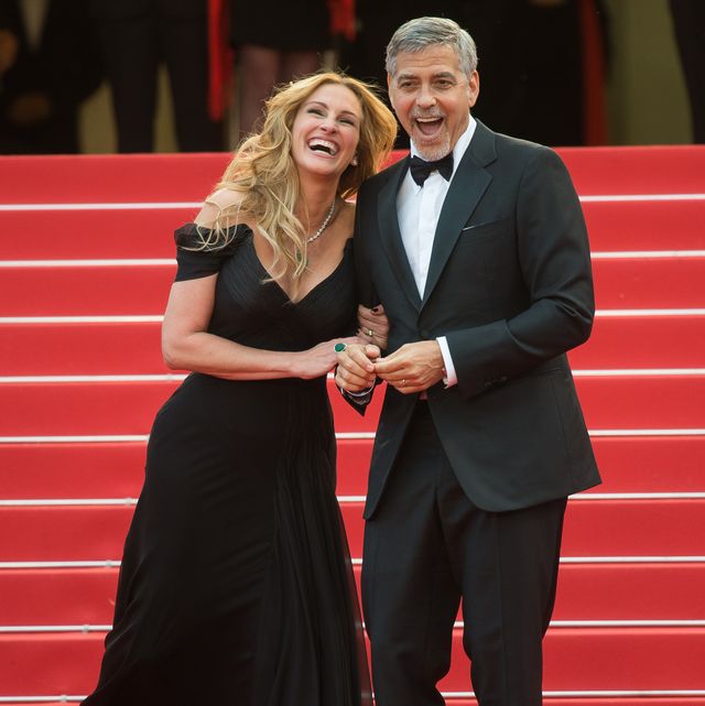 cannes, france   may 12  julia roberts and george clooney attend the screening of money monster at the annual 69th cannes film festival at palais des festivals on may 12, 2016 in cannes, france  photo by samir husseinwireimage