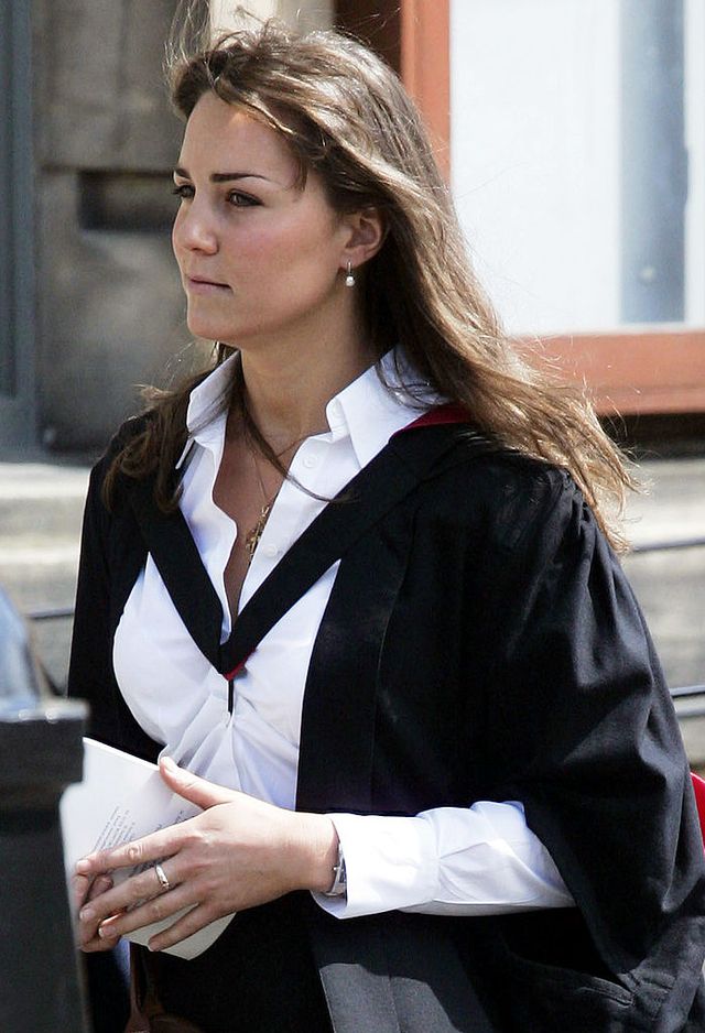 st andews, scotland june 23 new graduate kate middleton wears a traditional gown to the graduation ceremony at st andrews university to collect her degree in st andrews on june 23, 2005, england photo by tim graham photo library via getty images