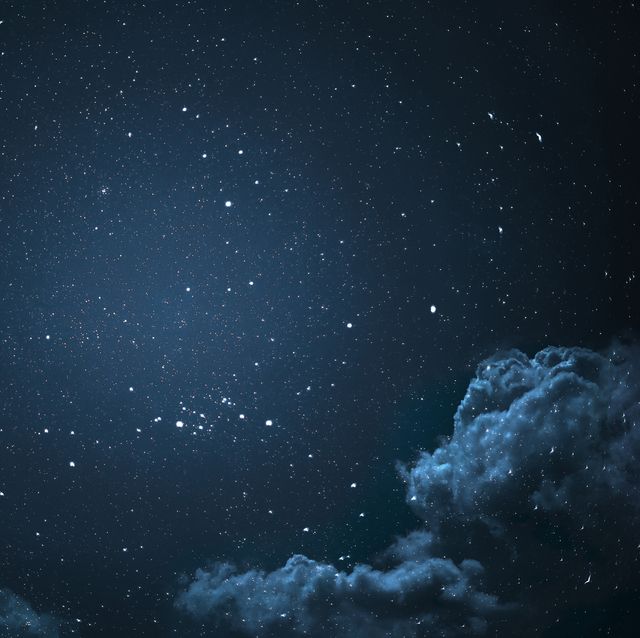 night sky with stars and clouds shot