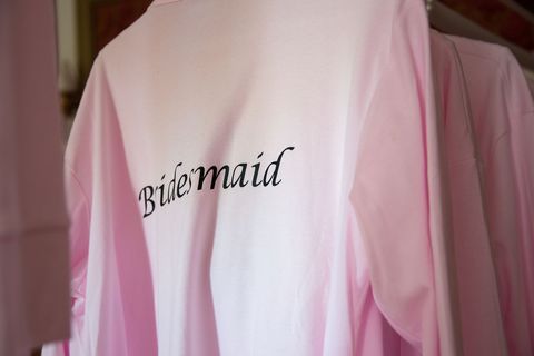 Pink, Clothing, Magenta, Shoulder, Dress, Robe, T-shirt, Peach, Outerwear, Sleeve, 