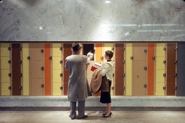 shoppers using lockers at southdale mall in minnea