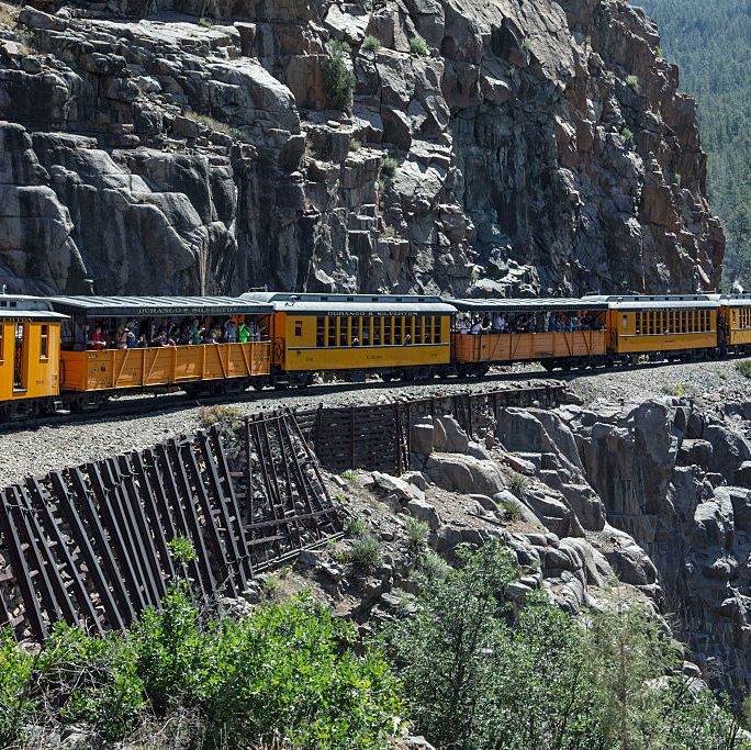 durango and silverton narrow gauge railroad steam engine train ride, durango, colorado