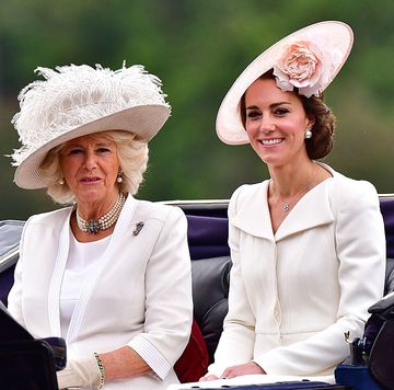 london, england june 11 camilla, duchess of cornwall and catherine, duchess of cambridge leave buckingham palace during the trooping the colour, this year marking the queens 90th birthday at the mall on june 11, 2016 in london, england the ceremony is queen elizabeth iis annual birthday parade and dates back to the time of charles ii in the 17th century when the colours of a regiment were used as a rallying point in battle photo by james devaneygetty images
