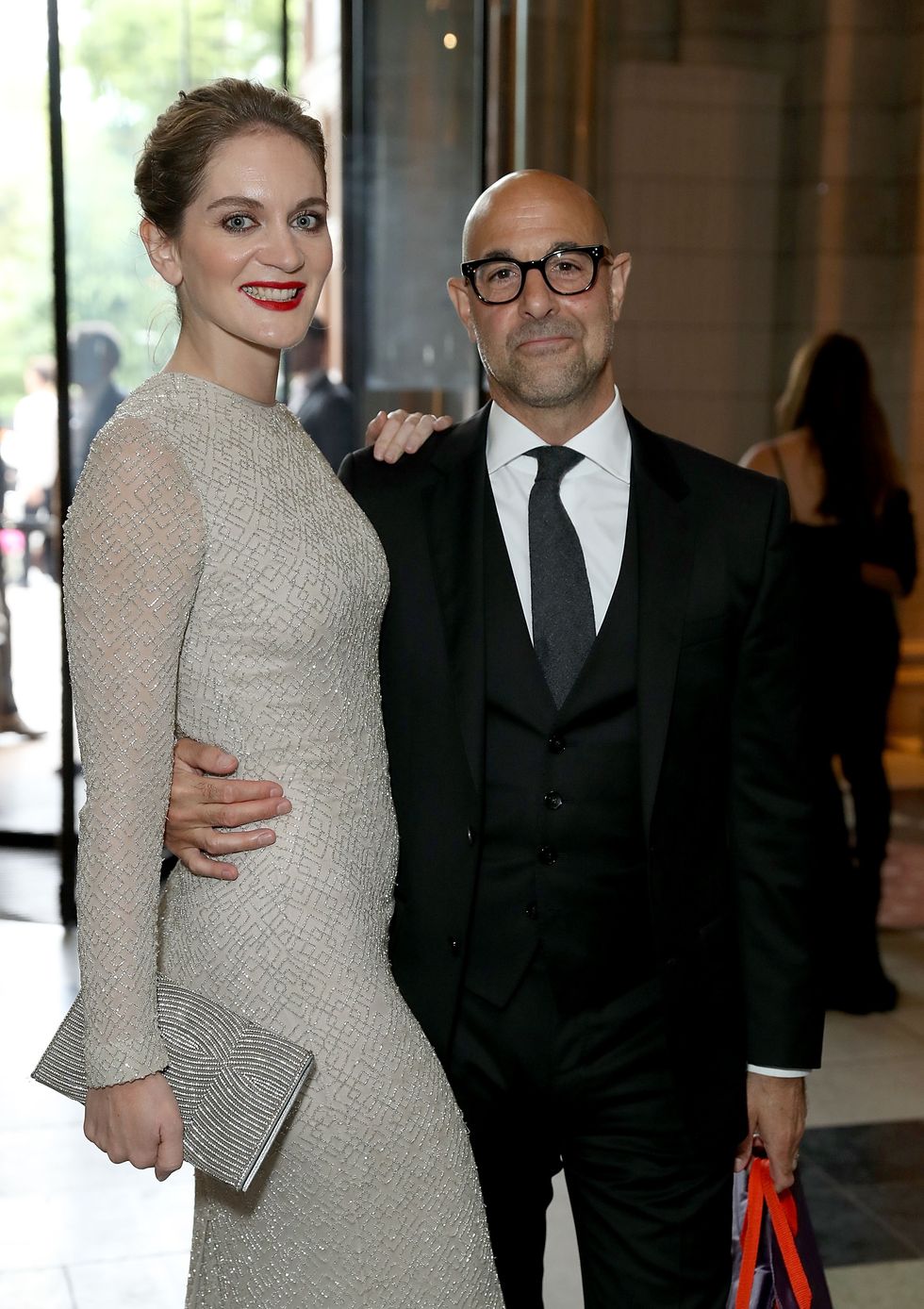 london, england   june 12  felicity blunt and stanley tucci attend the one for the boys fashion ball at the va on june 12, 2016 in london, england  photo by mike marslandmike marslandwireimage