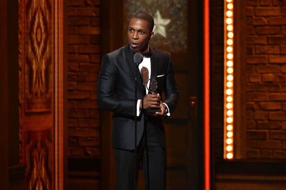  Leslie Odom Jr. accepting the Best Leading Actor in a Musical award at the 2016 Tonys