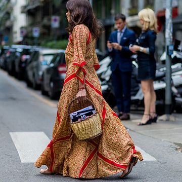 vestido boho en el street style de milán