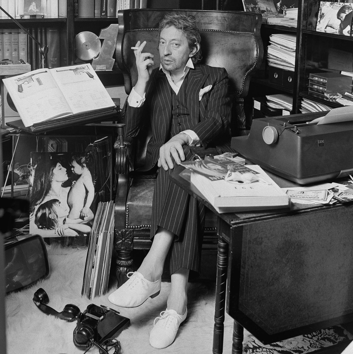 french singer songwriter and poet serge gainsbourg at home in his study photo by christian simonpietrisygma via getty images