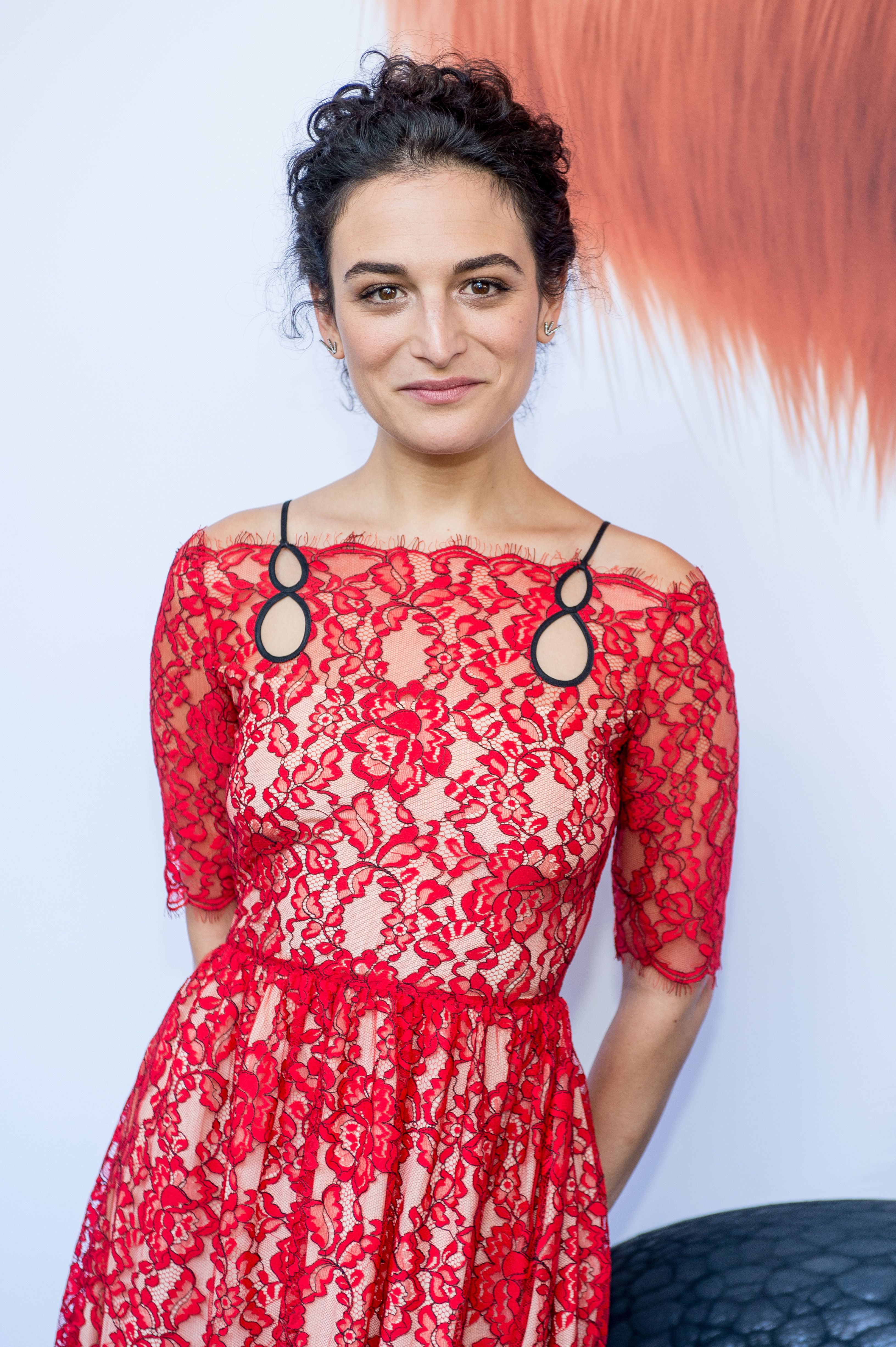 Red Floral Dress worn by Emma (Jenny Slate) as seen in I Want You Back movie