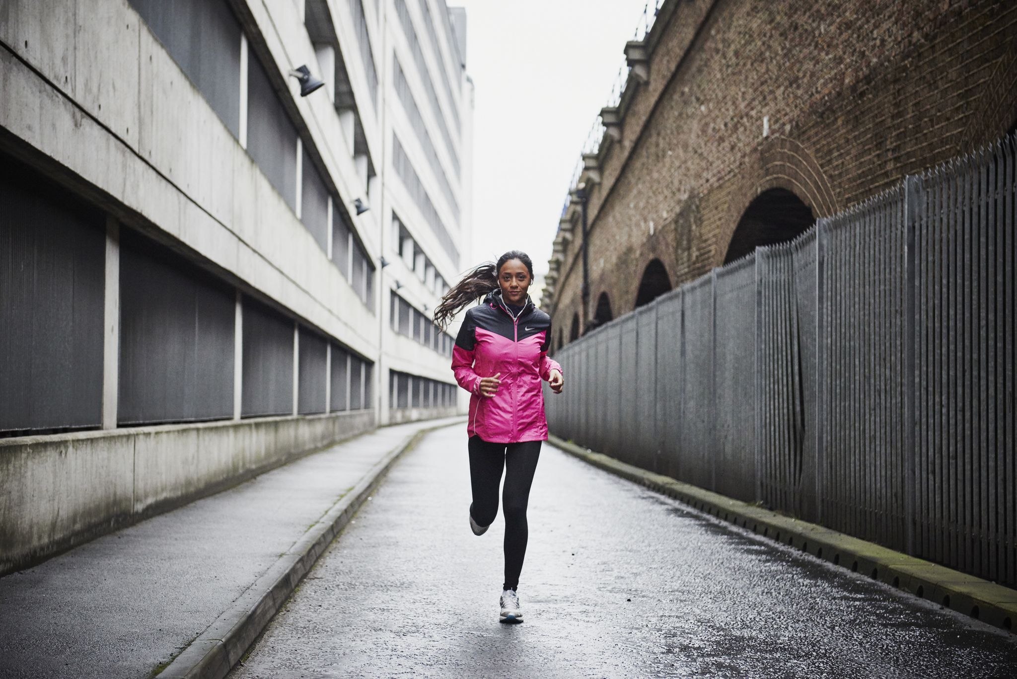 female runner in city
