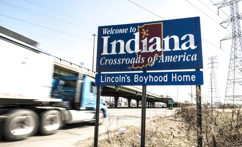 a welcome to the state of indiana highway sign greets travelers at the states border with illinois recently the state has been accused of passing a law that discriminates against gay couples