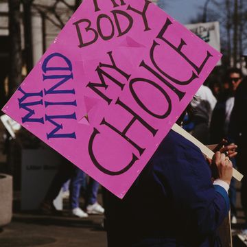 a pro choice march in washington, dc, 4th may 1992 one protestor carries a placard which reads 'my mind, my body, my choice' photo by alfred gescheidtgetty images