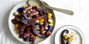 Bowl of octopus tentacles and potatoes