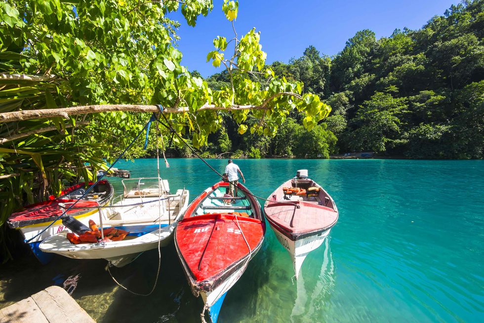 jamaica, port antonio, boats in the blue lagoon