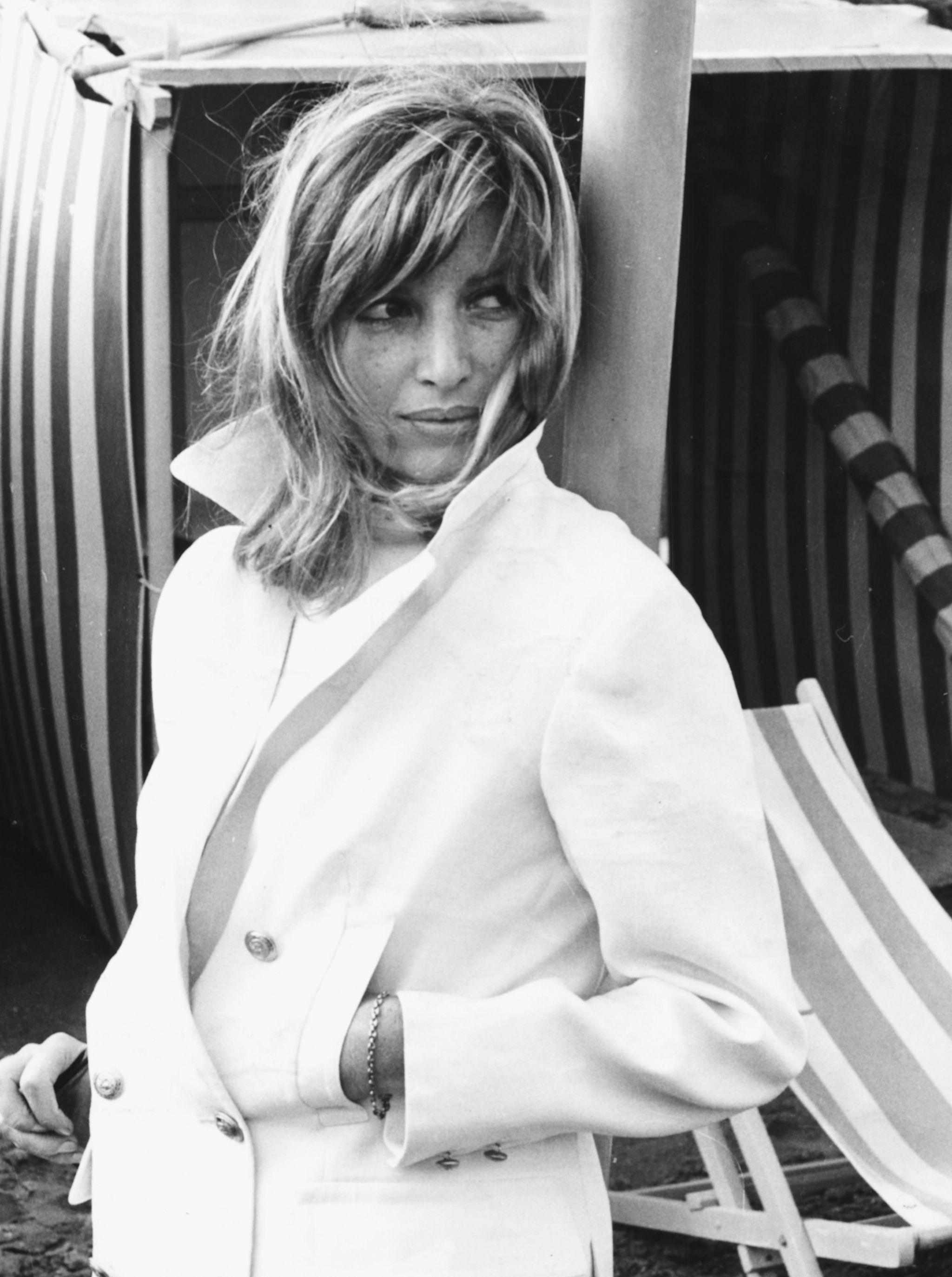 actress monica vitti on a beach, arriving at the lido for the presentation of her film red desert, at the venice film festival, september 1964 photo by keystonehulton archivegetty images