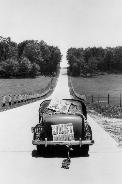 united states   circa 1930s  back view of car with just married sign  photo by h armstrong robertsretrofilegetty images