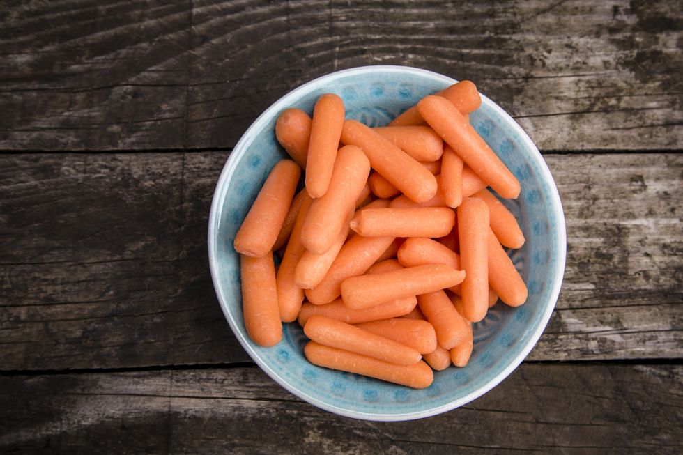 Dish of baby carrots