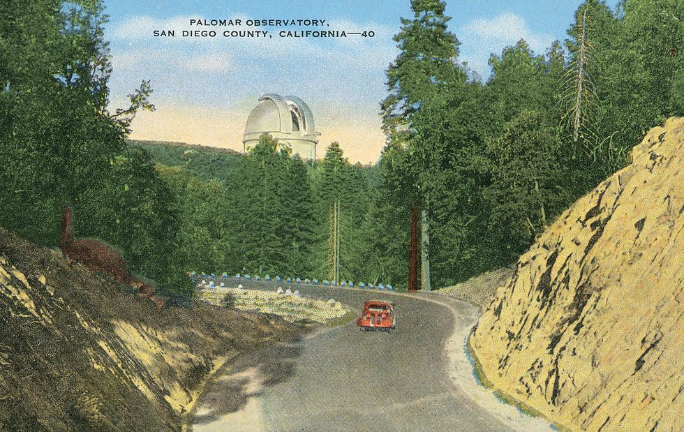 a car driving through the mountains near palomar observatory, san diego, california, 1930 photo by smith collectiongadogetty images