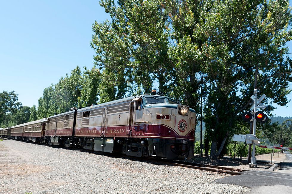 united states   august 08  the napa valley wine train, a privately operated excursion train that runs between napa and st helena, california photo by carol m highsmithbuyenlargegetty images
