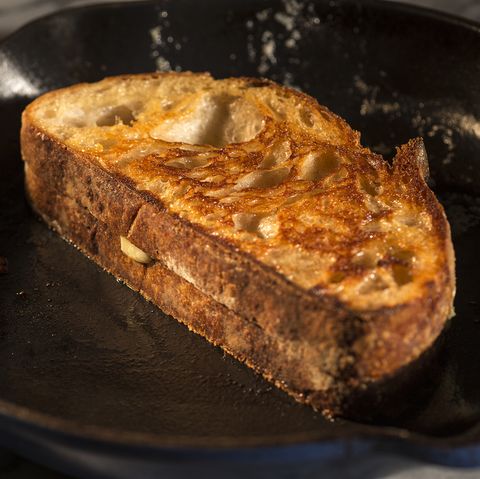 LOS ANGELES, CA - FEBRUARY 25, 2015: Grilled cheese with cheddar and cooked on pain au levain is ph