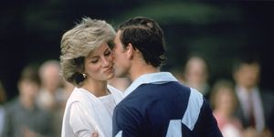 cirencester, united kingdom   june 30  prince charles,the prince of wales kissing princess diana at prizegiving after a polo match at cirencester  photo by tim graham photo library via getty images