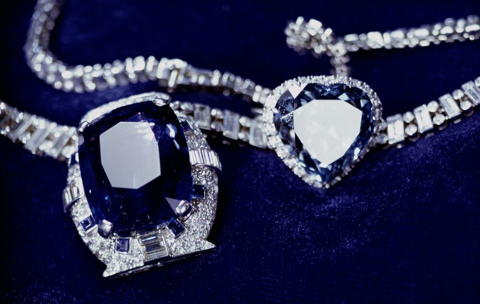 bismark necklace and empress eugenies 1826 1920 ring diamond, sapphire  platinum photo by art images via getty images