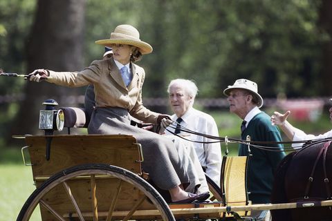 windsor, england   may 11  lady penny brabourne formerly known as penny romsey and sometimes known as lady romsey talks to prince philip, duke of edinburgh after competing in the land rover international driving grand prix on the first day of the royal windsor horse show on may 11, 2006 in windsor, england photo by tim graham photo library via getty images