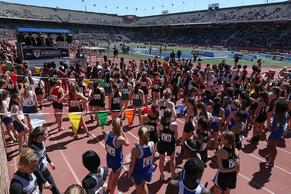 High school runners at the Penn Relays