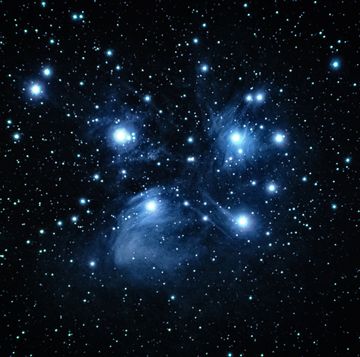 een foto van de plejaden pleiaden de open sterrenhoop vlak bij het sterrenbeeld stier