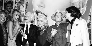 new york, ny   june 1979  jerry hall, andy warhol, debbie harry, truman capote, and paloma picasso at interview party at studio 54 in june 1979 in new york city  photo by sonia moskowitzgetty images