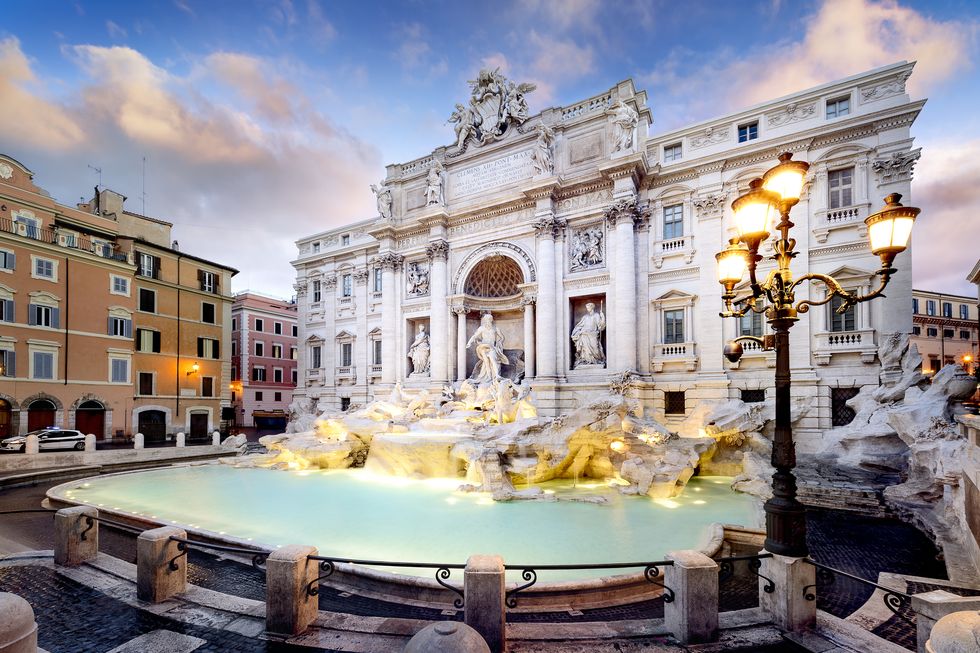 trevi fountain, the largest baroque fountain in the city and one of the most famous fountains in the world located in rome, italy