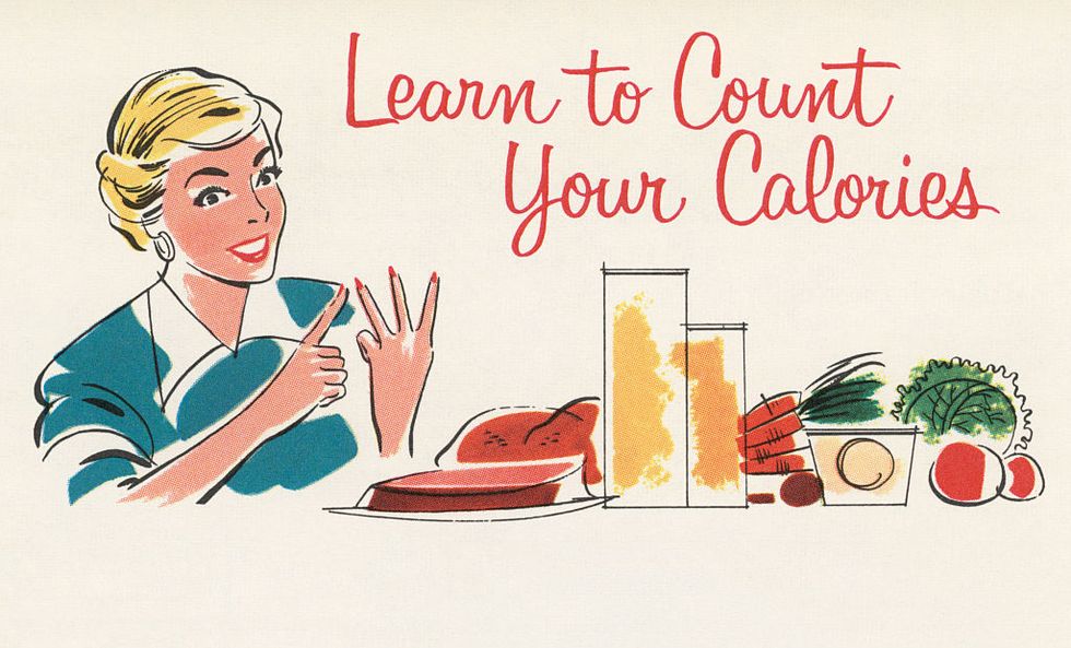 illustration of learn to count your calories, 1957 screen print photo by graphicaartisgetty images