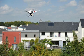 drone flying neighborhood