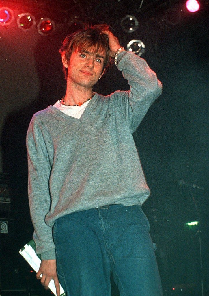 damon albarn of blur performing on stage at shepherds bush empire, london 26 may 1994 photo by ian dicksonredferns