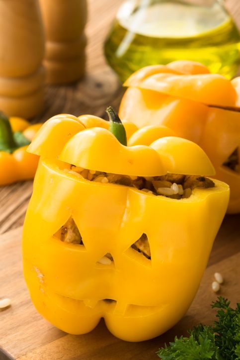 halloween food ideas slow cooker sausage potato and onion stuffed peppers