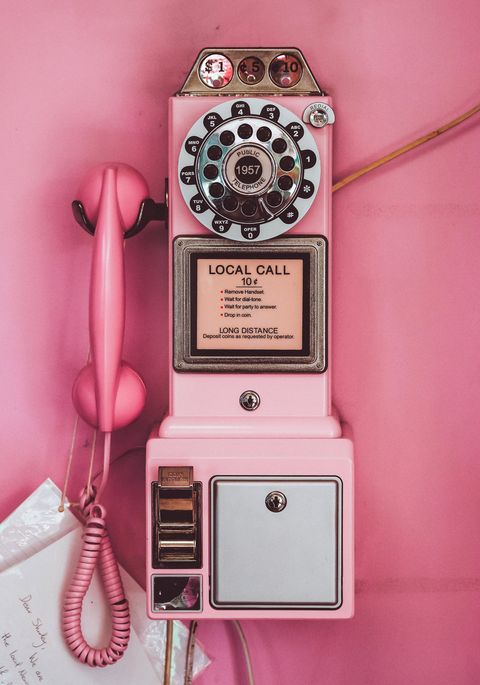 Pink, Corded phone, Payphone, Telephony, Telephone, Electronics, Technology, Electronic device, Magenta, 