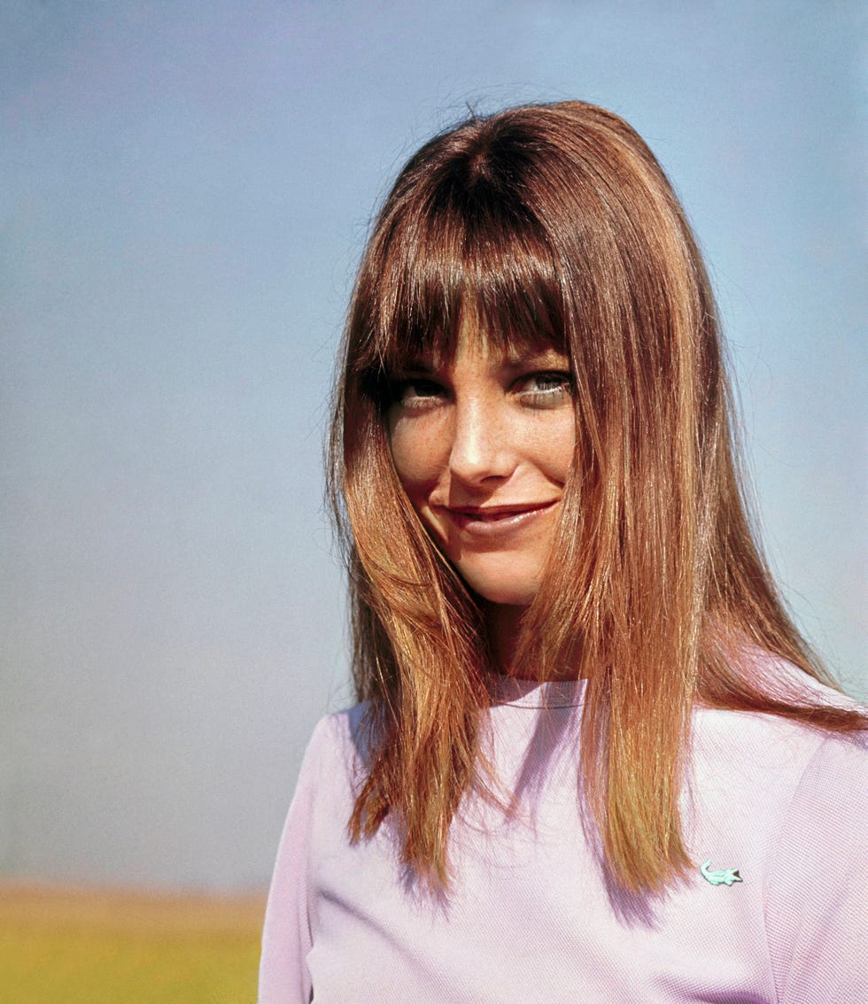 united states   circa 1970 portrait of english actress, jane birkin wearing a violet knit lacoste chemise, by david crystal photo by john cowanconde nast via getty images