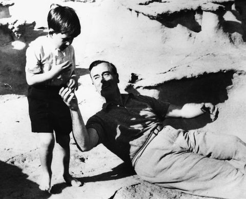 the young prince charles playing with his great uncle, lord louis mountbatten, after landing on the coast of malta, april 27th 1954 photo by central presshulton archivegetty images