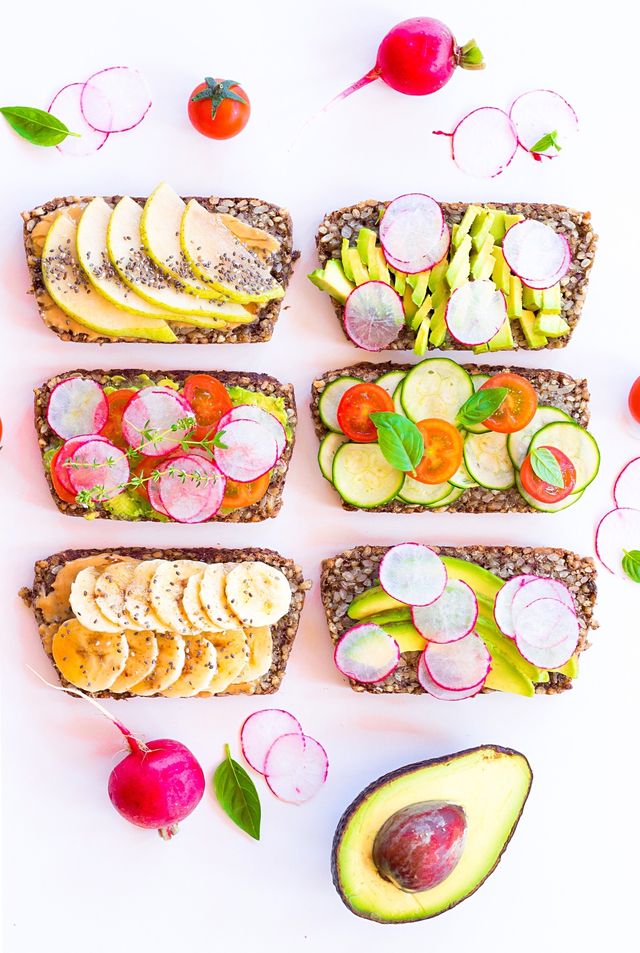 Directly Above Shot Of Healthy Toast Served On White Background