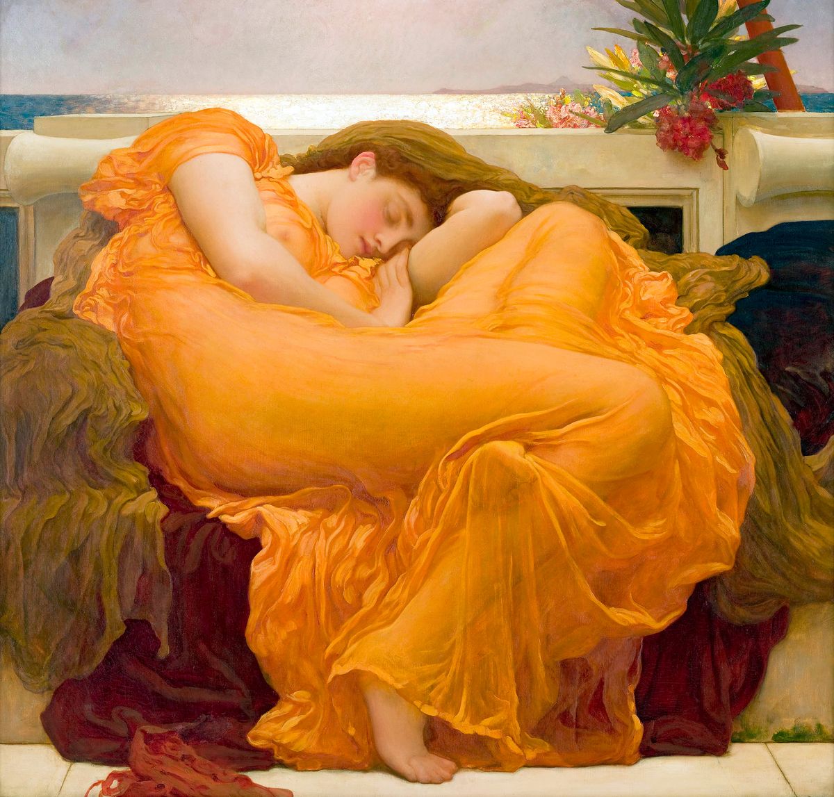 woman lying on a couch