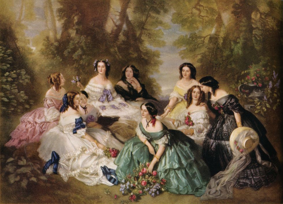 empress eugenie surrounded by her ladies in waiting, circa 1920 after franz xaver winterhalter 1805 1873 held at  musée national du château, compiègne from the connoisseur volume 101 the connoisseur ltd, london, 1938 artist arthur leonard cox photo by print collector getty images
