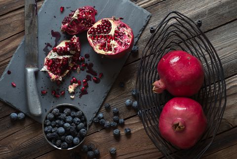 blueberries and pomegranate