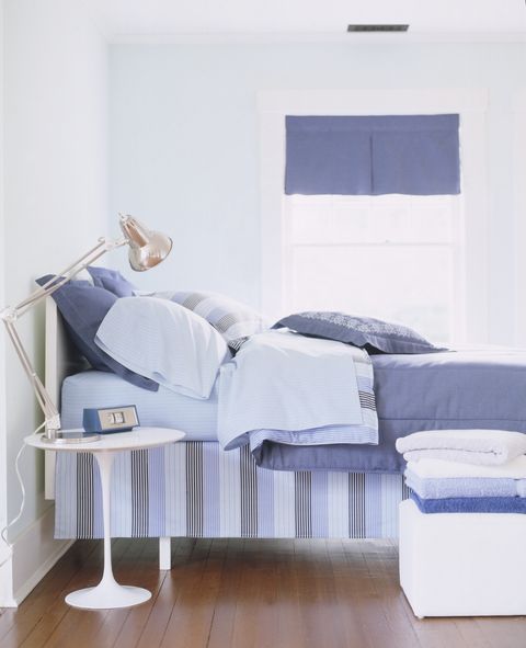 Furniture, Bed, Blue, Bed sheet, Bedding, Room, Bedroom, Product, Interior design, Bed frame, 