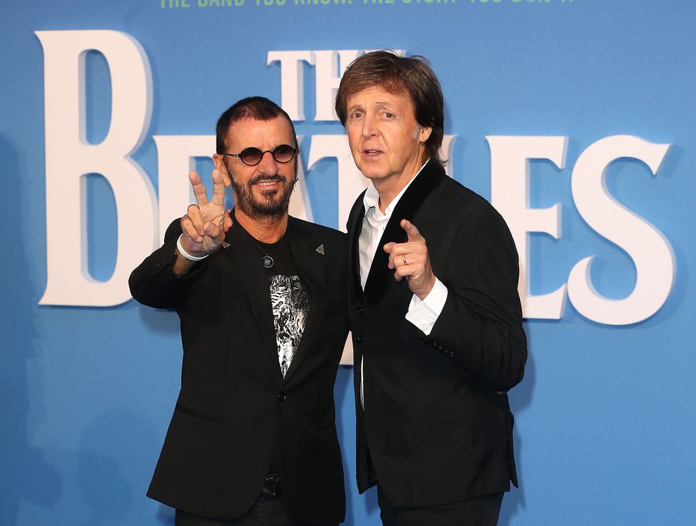 london, england september 15 ringo starr and sir paul mccartney arrive for the world premiere of the beatles eight days a week the touring years at odeon leicester square on september 15, 2016 in london, england photo by fred duvalfilmmagic