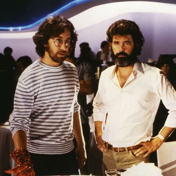director steven spielberg and producer george lucas on the set of indiana jones and the temple of doom photo by sunset boulevardcorbis via getty images