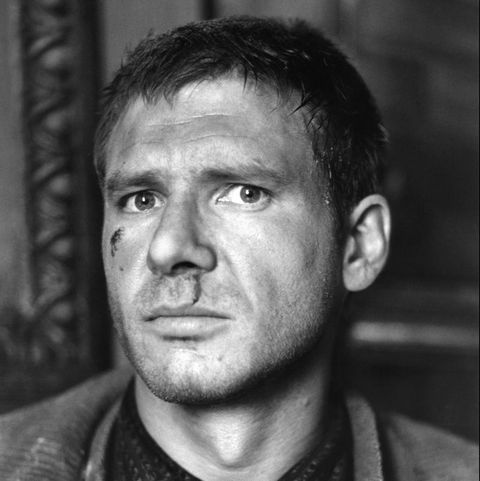 Harrison Ford with a knuckle buzz cut style in Blade Runner